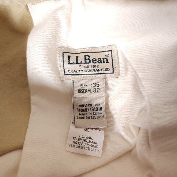 LL Bean Cargo Pants Mens 35x32 (~32x28.5) 100% Cotton Light Yellow RUNS SMALL - Picture 3 of 15